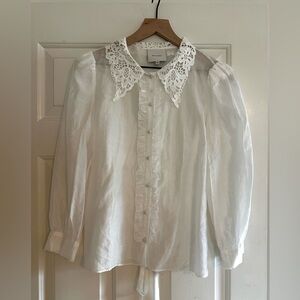 Reformation Lace Indy Ruffle Top White Size 4
